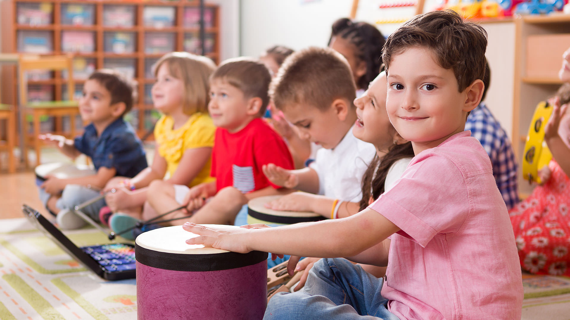 Children playing in classroom